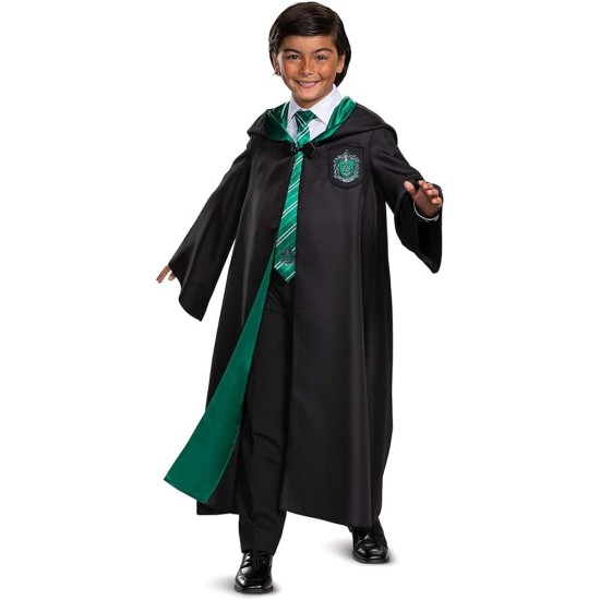 Fantasia Casa Sonserina Manto Luxo Harry Potter Infantil