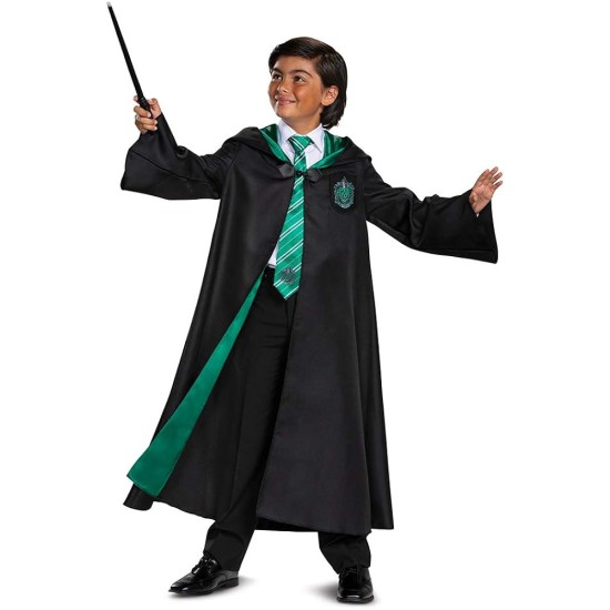 Fantasia Casa Sonserina Manto Luxo Harry Potter Infantil
