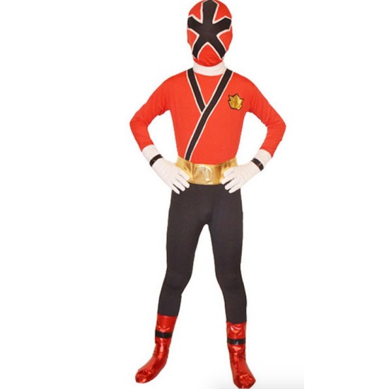 Fantasia Power Rangers Ranger Vermelho Samurai Spandex Infantil