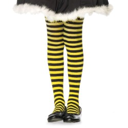 Meia Calça Infantil Listradas Preto e Amarelo