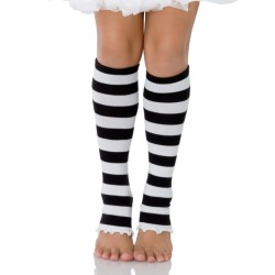 Polaina Infantil listrada Preta e Branca