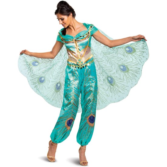 Fantasia Jasmine Luxo Clássica Luxo Verde Adulto