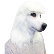 Máscara de Cachorro Poodle Branco Vinil Animal Luxo