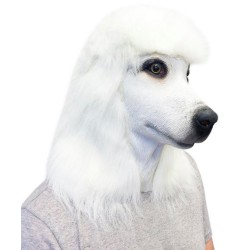 Máscara de Cachorro Poodle Branco Vinil Animal Luxo