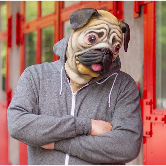 Máscara de Cachorro Pug Vinil Animal Luxo