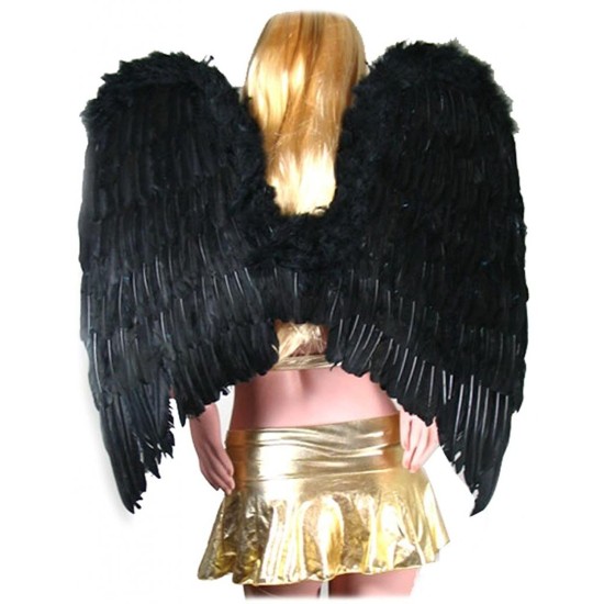 Asa Anjo Preta Adulto Luxo