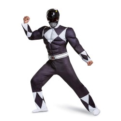 Fantasia Adulto Power Rangers Preto Luxo Novo