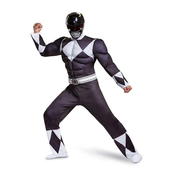 Fantasia Adulto Power Rangers Preto Luxo Novo