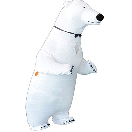 Fantasia Urso Polar Inflável Adulto Luxo   