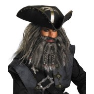 Peruca e Barba do Pirata Barba Negra Piratas do Caribe