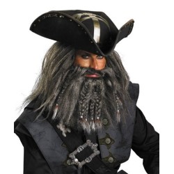 Peruca e Barba do Pirata Barba Negra Piratas do Caribe