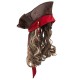 Peruca Jack Sparrow Pirate Chapéu e peruca Luxo Infantil