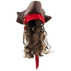 Peruca Jack Sparrow Pirate Chapéu e peruca Luxo Infantil