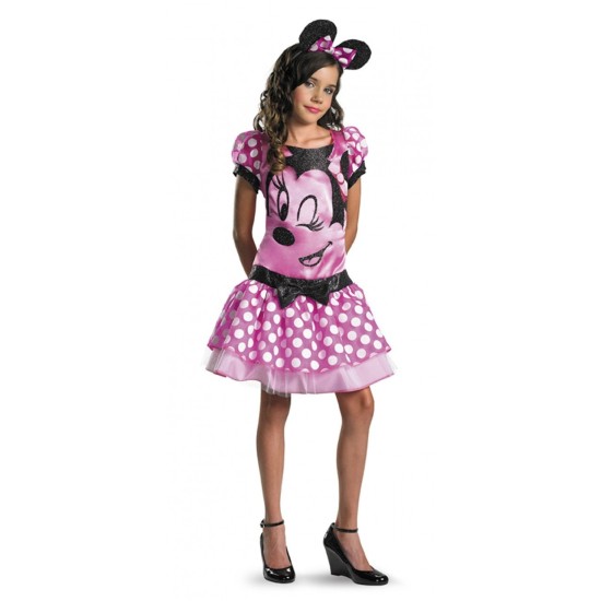Fantasia Adolescente Minnie Mouse Vestido Rosa