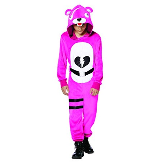 Fantasia Fortnite Urso Rosa Infantil Luxo