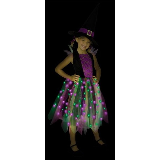 Fantasia Infantil Bruxa Arco-Iris Com Luzes
