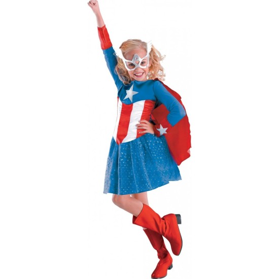 Fantasia Infantil Feminina Capitão América Menina