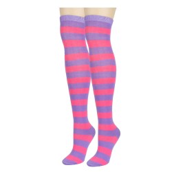 Meia Calça Listrada Lilás e Rosa Infantil