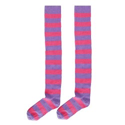 Meia Calça Listrada Lilás e Rosa Infantil