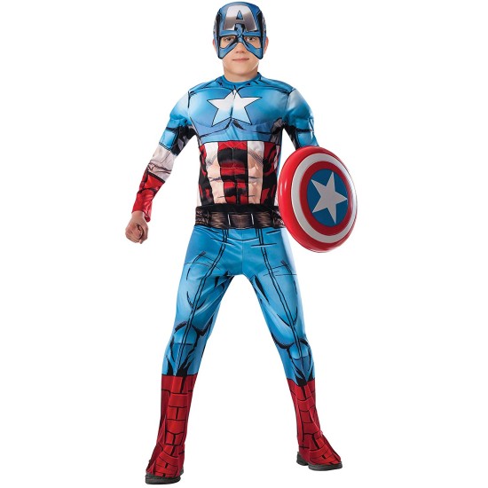Fantasia Capitão América Infantil Músculos Novo Luxo