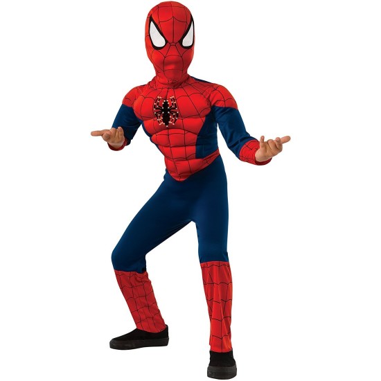 Fantasia Homem Aranha Infantil com Músculos e Luz Luxo