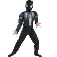 Fantasia Infantil Homem Aranha Preto com Músculos Luxo
