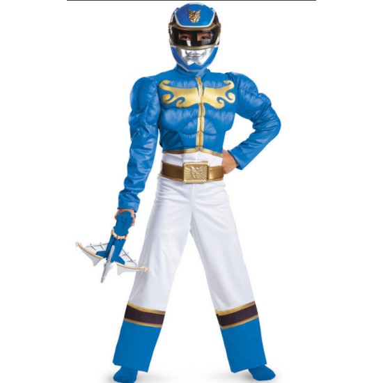 Fantasia Power Rangers Azul Megaforce Músculo Infantil
