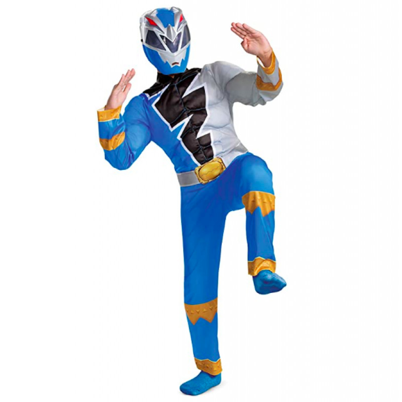 Fantasia Power Rangers Dino Fury Azul Infantil Luxo