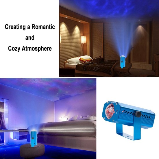 Projetor de Luz Laser LED com 7 cores Iluminação de Ondulações de Água