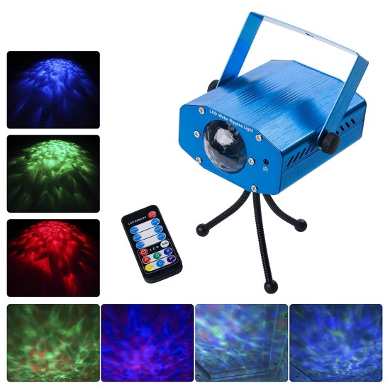 Projetor de Luz Laser LED com 7 cores Iluminação de Ondulações de Água