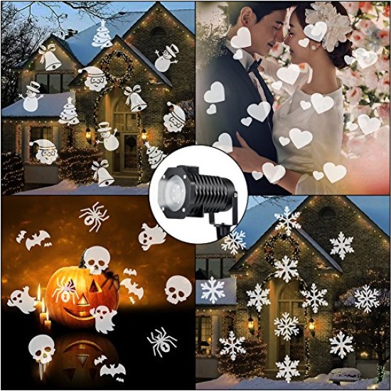 Projetor de Luz Laser Led Festas com 10 Motivos Coloridos