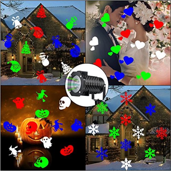 Projetor de Luz Laser Led Festas com 10 Motivos Coloridos