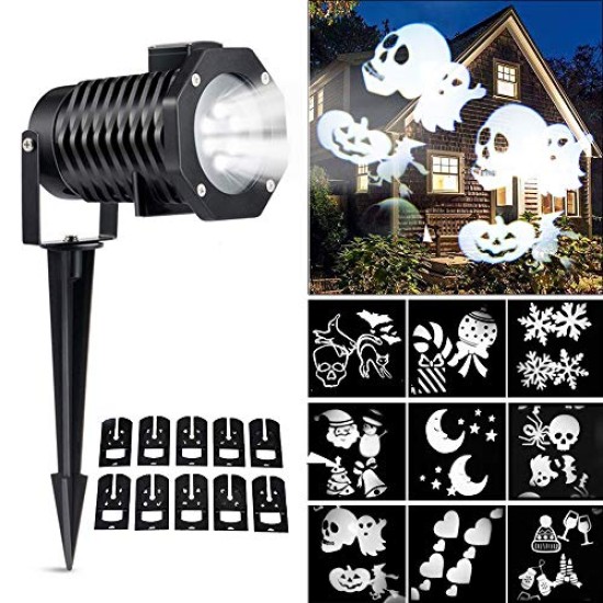 Projetor de Luz Laser Led Festas com 10 Motivos Coloridos