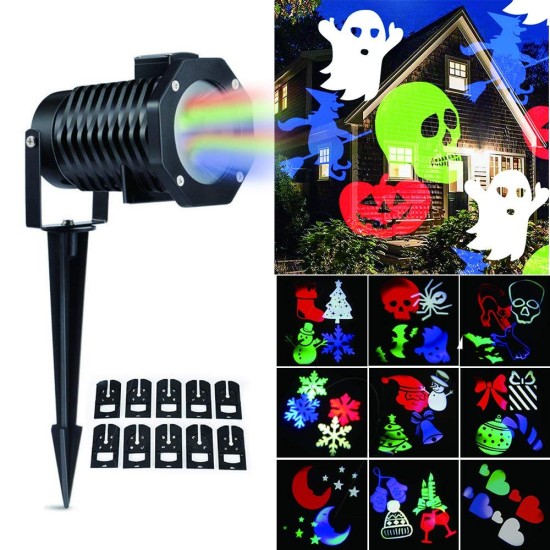 Projetor de Luz Laser Led Festas com 10 Motivos Coloridos