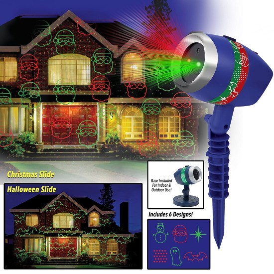 Projetor de Luz Laser Natalina Vermelho e Verde com Movimento 6 Temas