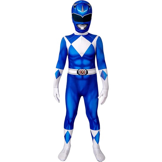 Fantasia Power Rangers Azul Infantil Luxo