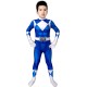 Fantasia Power Rangers Azul Infantil Luxo