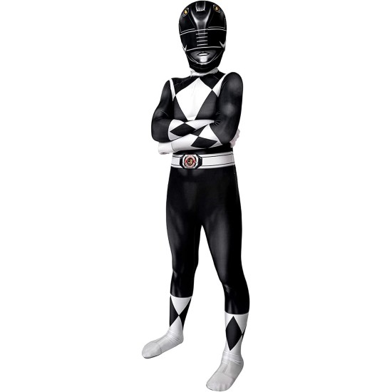 Fantasia Power Rangers Preta Infantil Luxo