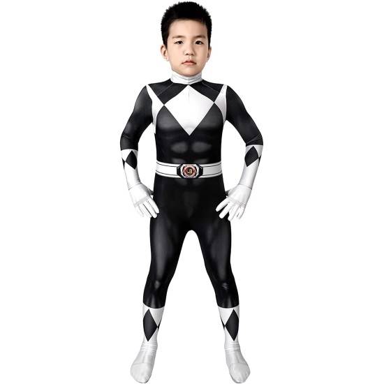 Fantasia Power Rangers Preta Infantil Luxo