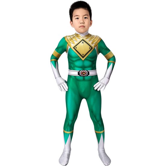 Fantasia Power Rangers Verde Infantil Luxo