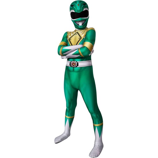Fantasia Power Rangers Verde Infantil Luxo
