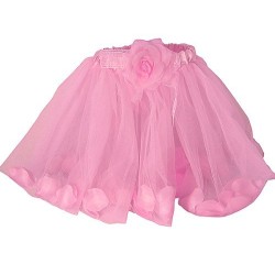 Fantasia Infantil Tutu de Tule Floral Rosa