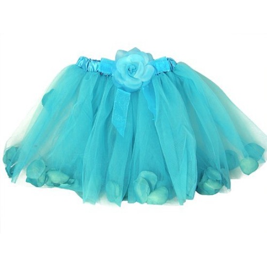 Fantasia Infantil Tutu de Tule Floral Verde Piscina